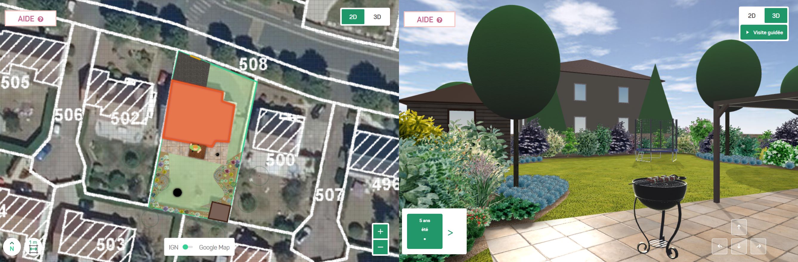 visuels de jardins créés en 3D et 2D en ligne
