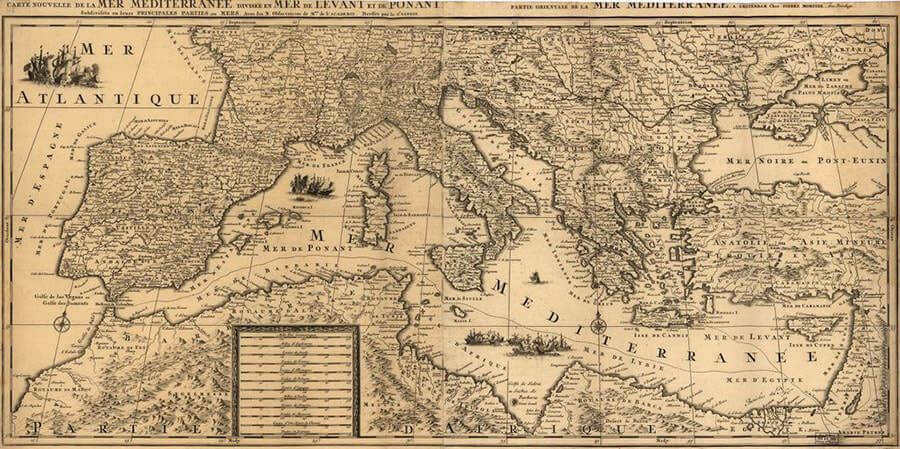 Map of the Mediterranean Sea, 1680
