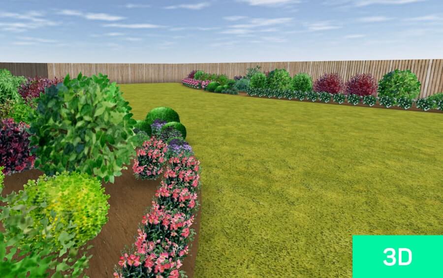 Example of 3D image of english garden created with Draw Me A Garden tool