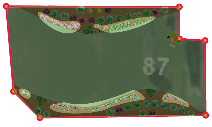 highlighting of the flowered zones that compose a garden draw me a garden on a 2D view extracted from the 3D tool