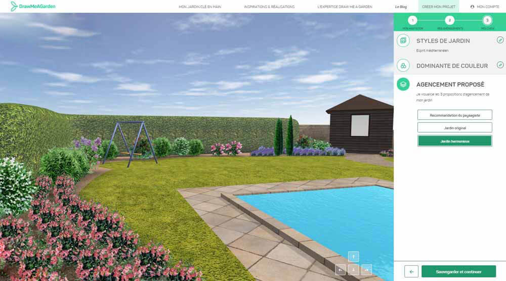 Online garden design in 3D view